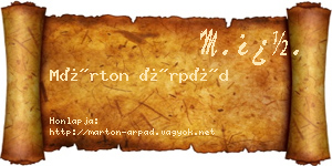 Márton Árpád névjegykártya